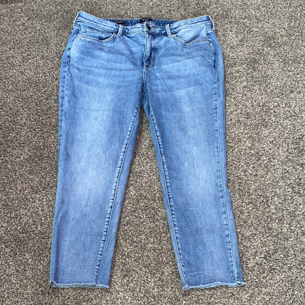 NYDJ Light Blue Cropped Sheri Slim Straight Jeans 14W